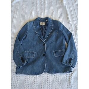 Levi's Stella Relaxed Blazer Denim Jacket Blue 2 Button Sz Small Womens